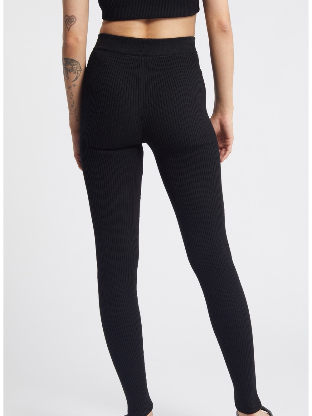 Essentials Fear Of God Black Cotton-Blend Ribbed Knit Leggings - Picture 4 of 7